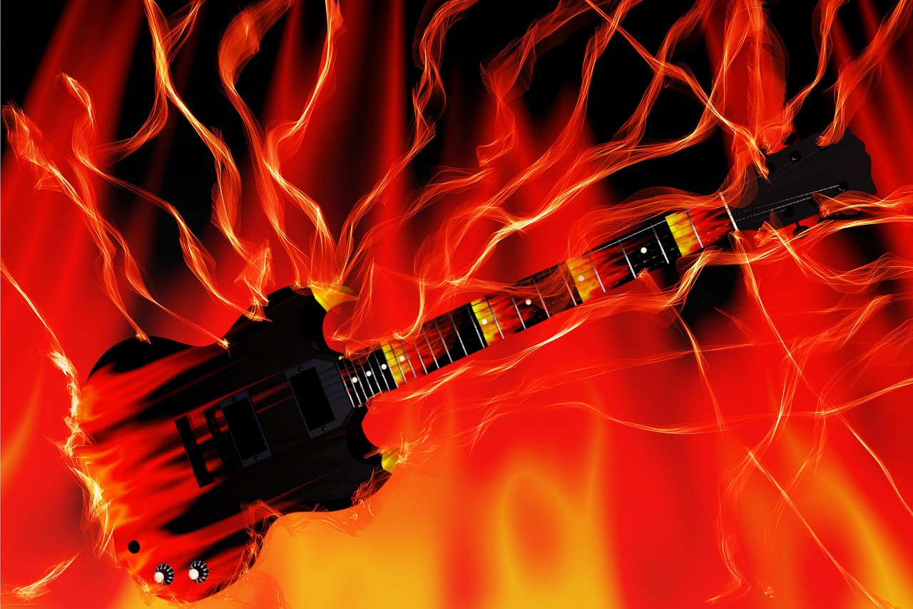 flaming guitar
